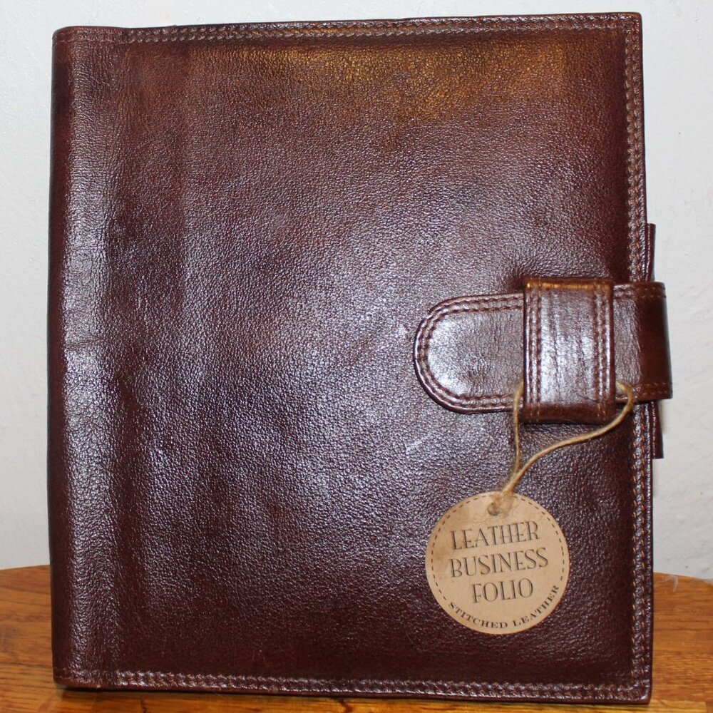 New $250 Handcrafted  Brown Leather Business Portfolio Planner Journal